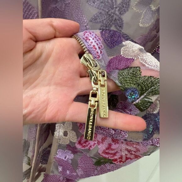 NWOT BRONX AND BANCO Dahlia Strapless Floral-Embroidered Sequin Wedding Gown - Picture 15 of 16